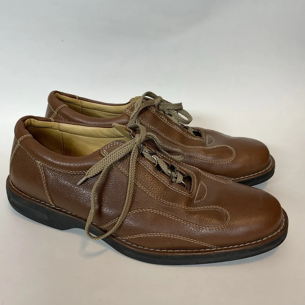Alan Payne Oxford Shoes Mens 9.5‎ M Brown Sheepskin Leather Bicycle Toe